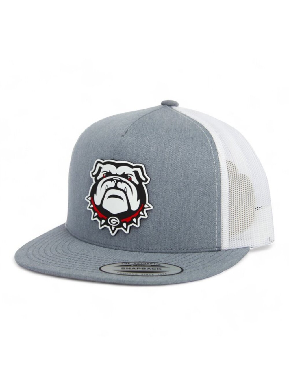 Georgia Bulldogs UGA 3D YP Snapback Flat Bill Trucker Hat- Heather Grey/ White